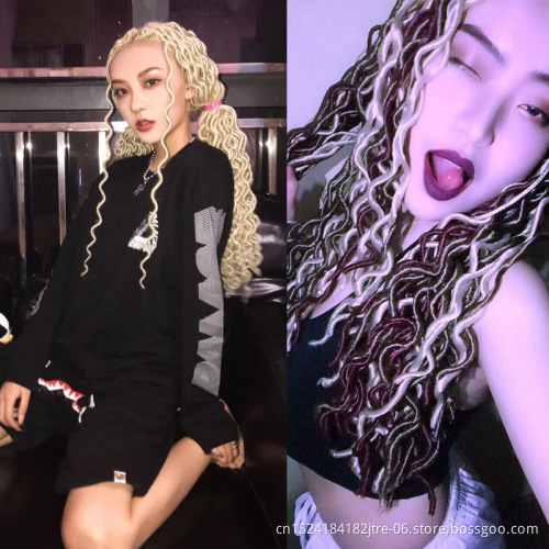 custom crochet double pack blonde faux locs, high temperature fiber natural blond jamaican crochet hair faux locs